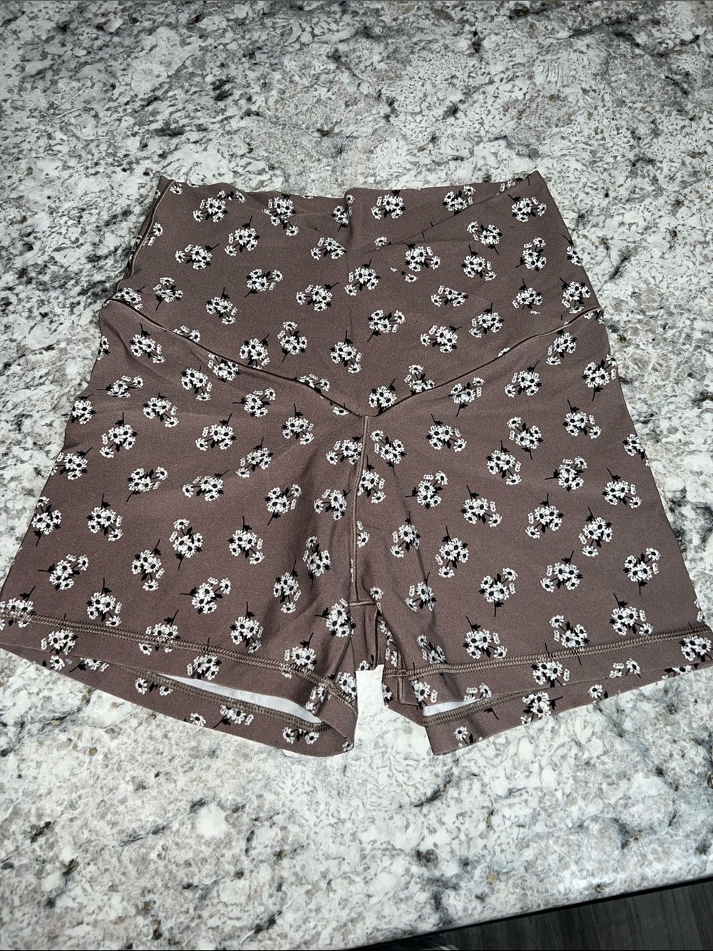 aerie High-Waist Floral Lounge Shorts - Brown with White Flowers